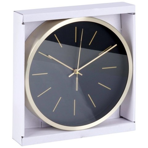 Zegar Ścienny 25 cm VILDE Okrągły Czarny Złota Rama Aluminium Cichy
