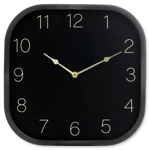 Zegar Ścienny 30 cm VILDE Kwadratowy Czarno-Złoty Tworzywo Ozdobny