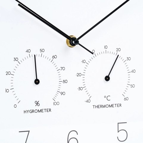 Zegar Ścienny na Ścianę z Termometrem Higrometrem Biały Złoty VILDE 28,5 cm