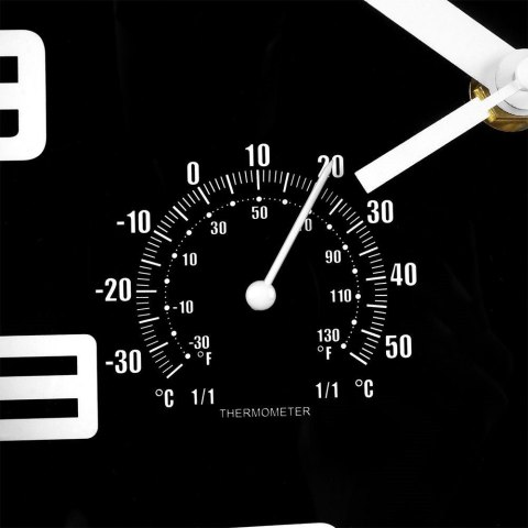 Zegar z Termometrem Higrometrem Ścienny Czarny Okrągły Solidny VILDE 25 cm