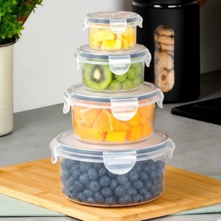Zestaw 4 Pojemników Lunchbox Okrągły Szczelny VILDE Mikrofala Zmywarka