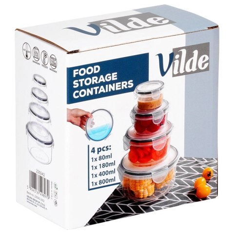 Zestaw 4 Pojemników Lunchbox Okrągły Szczelny VILDE Mikrofala Zmywarka