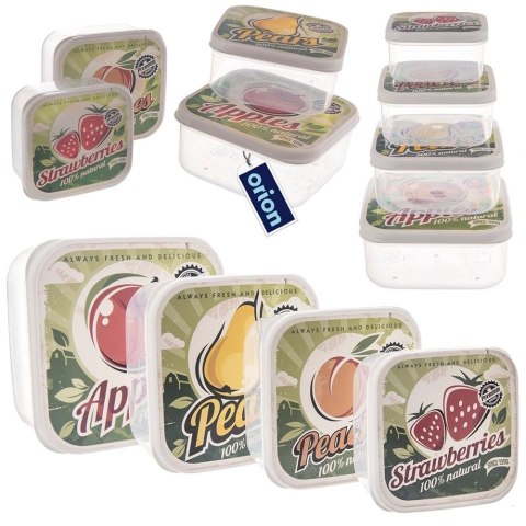 Zestaw 4 Pojemników Lunchbox Szczelny 900 ml ORION Retro na Żywność