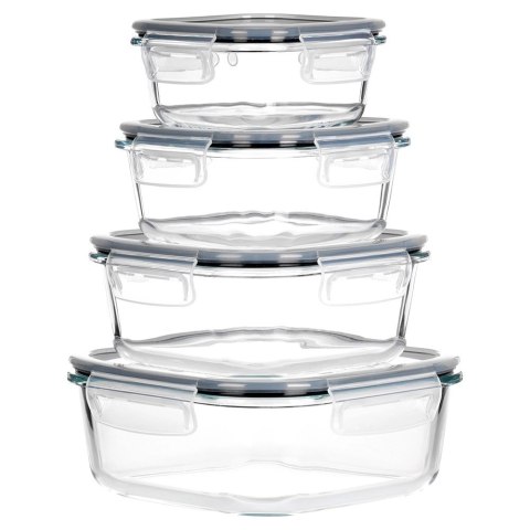 Zestaw 4 Pojemników Szklanych Kwadrat VILDE Szczelny Piekarnik Mrożenie