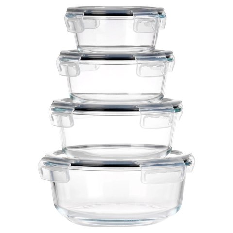 Zestaw 4 Pojemników Szklanych Okrągły VILDE Szczelny Piekarnik Mrożenie