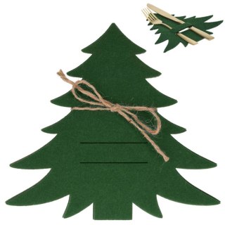 Zestaw 4 Pokrowce Etui na Sztućce Filc VILDE Świąteczna Choinka