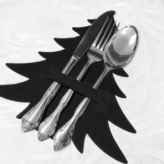 Zestaw 4 Pokrowce Etui na Sztućce Filc VILDE Świąteczna Choinka