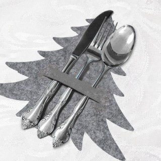 Zestaw 4 Pokrowce Etui na Sztućce Filc VILDE Świąteczna Choinka