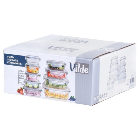 Zestaw 9 Pojemników Szklanych Szczelny VILDE Piekarnik Mikrofala Mrożenie