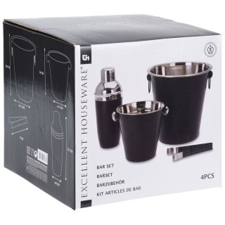 Zestaw Barowy z Shakerem Stalowy Czarny Solidny EXCELLENT HOUSEWARE 4 el.