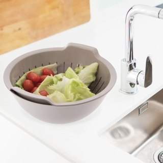 Zestaw Cedzak z Miską ORION ELA 3 L Beżowo-Biały 2w1 do Odcedzania