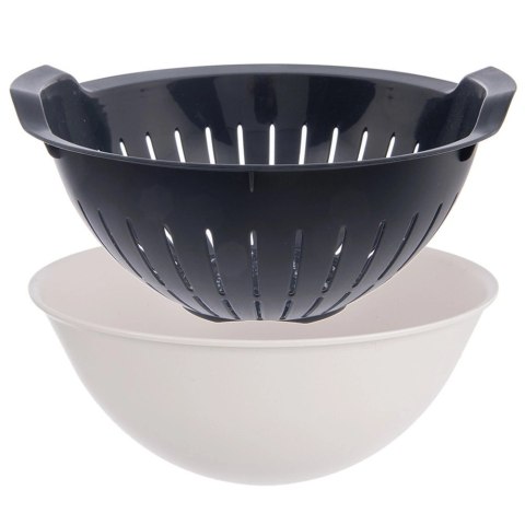 Zestaw Cedzak z Miską ORION ELA 3 L Szaro-Biały 2w1 do Owoców i Makaronu