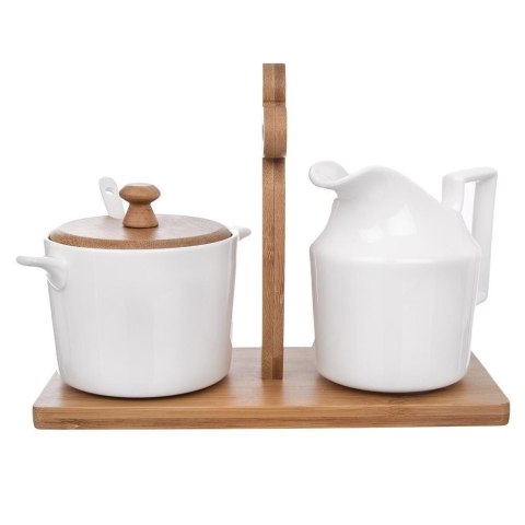 Zestaw Cukierniczka Mlecznik w Stojaku Porcelanowe Białe ORION 2 x 280 ml
