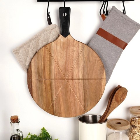 Zestaw Deska do Pizzy Drewniana Okrągła z Nożem EXCELLENT HOUSEWARE 30 cm