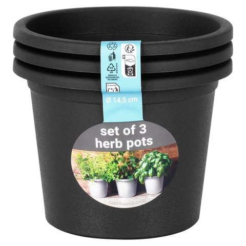 Zestaw Doniczek Ogrodowych VILDE 14,5 cm 3 szt. Plastikowych Okrągłych