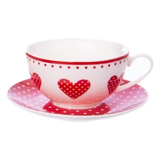 Zestaw Dzbanek z Filiżanką do Herbaty Ziół Porcelanowy Serca ORION 3 el.