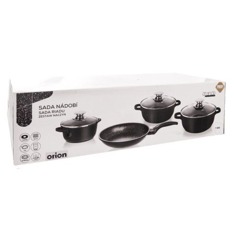 Zestaw Garnków 7 el. ORION GRANDE Granitowy Patelnia Pokrywki