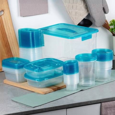 Zestaw Komplet 50 Pojemników Na Żywność VILDE z Pokrywką Szczelne Solidne