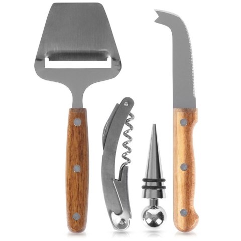 Zestaw Korkociąg Otwieracz Zatyczka do Wina i Nóż Sera 4 el. ORION