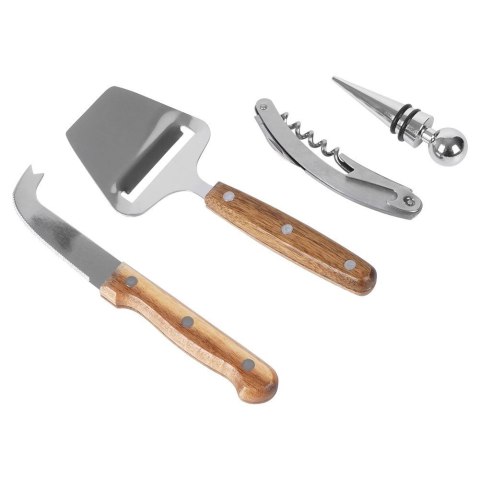 Zestaw Korkociąg Otwieracz Zatyczka do Wina i Nóż Sera 4 el. ORION