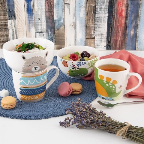 Zestaw Kubek z Miseczką dla Dziecka Śniadaniowy Porcelanowy Lama ORION 2el.