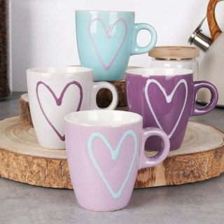 Zestaw Kubki na Kawę Herbatę Kakao Ceramiczne Serca ORION 210 ml 4 szt.
