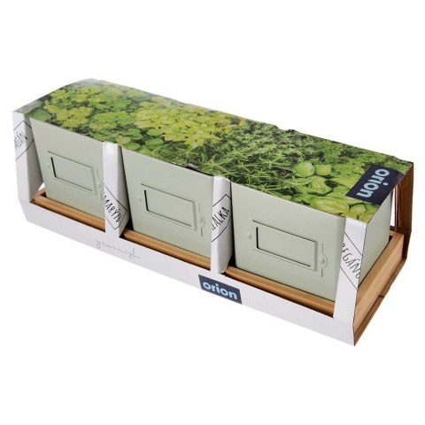 Zestaw Osłonki na Doniczkę Zioła Rośliny z Podstawką Metalowe ORION 4 el.