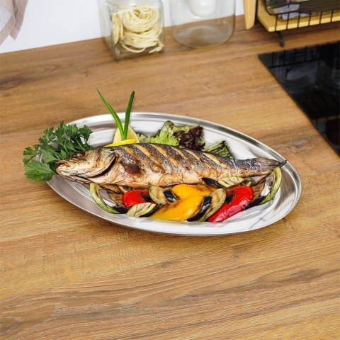 Zestaw Półmiski Tace Stalowe Owalne Solidne EXCELLENT HOUSEWARE 3 szt.