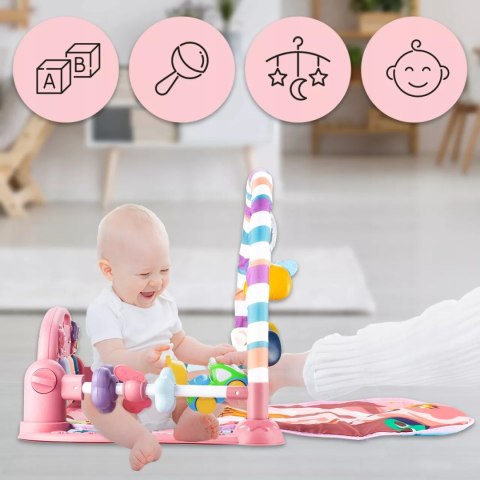 Mata edukacyjna z pianinkiem grzechotki gryzaki interaktywna dla niemowląt