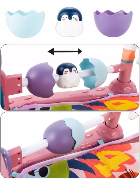 Mata edukacyjna z pianinkiem grzechotki gryzaki interaktywna dla niemowląt