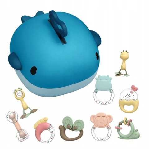 Zestaw Grzechotek i Gryzaków dla Niemowląt z Walizką Wielorybem + Suszarka 029A-2