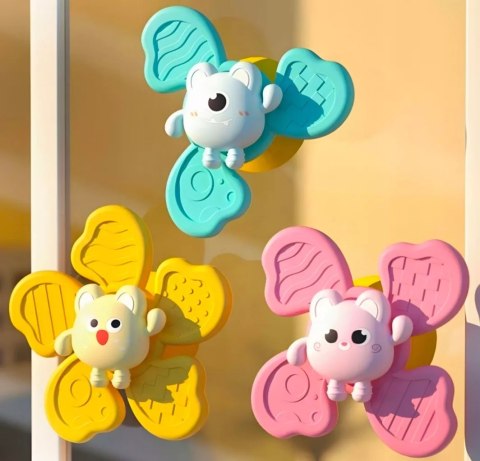 Zestaw grzechotek z przyssawką spinnery sensoryczne gryzaczki dla niemowląt