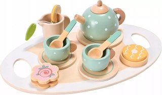 Drewniany zestaw do herbatki dla dzieci solidny serwis do zabawy filiżanki