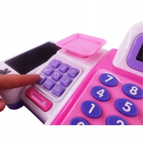 Zestaw kasa sklepowa sensoryczna czytnik kart kalkulator koszyk 43 el. 5911