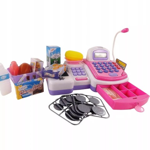 Zestaw kasa sklepowa sensoryczna czytnik kart kalkulator koszyk 43 el. 5911