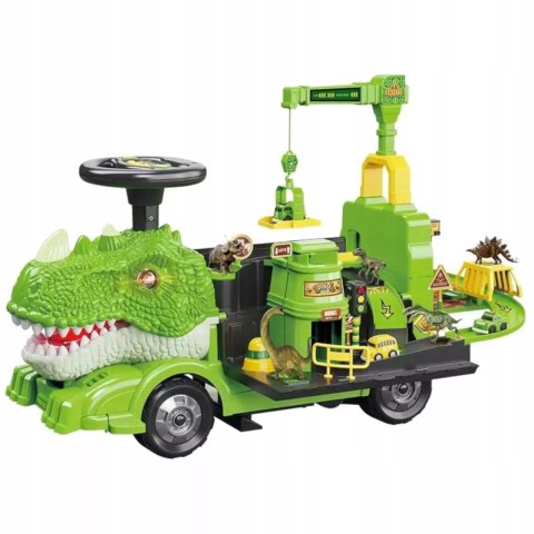 Jeździk 2w1 dinozaur + 4 autka rozkładany parking dźwig dźwięk ZH918
