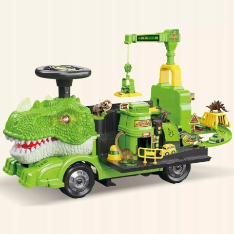 Jeździk 2w1 dinozaur + 4 autka rozkładany parking dźwig dźwięk ZH918