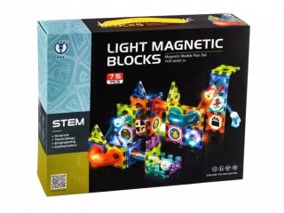 Klocki magnetyczne świecące tor kulkowy edukacyjny zestaw 75 elementów