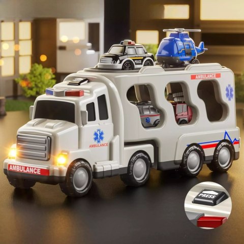 Zestaw laweta autka ambulans straż tir policja dźwięk światło SX600-21A