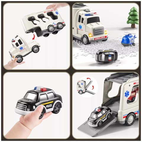 Zestaw laweta autka ambulans straż tir policja dźwięk światło SX600-21A