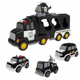 Zestaw laweta transportowa autka policyjne helikopter dźwięk SX600-23A