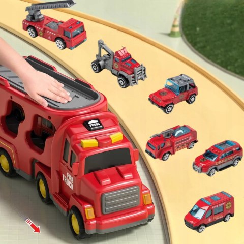 Zestaw strażacki laweta pojazdów straż pożarna tir dźwięk światło SX700-11