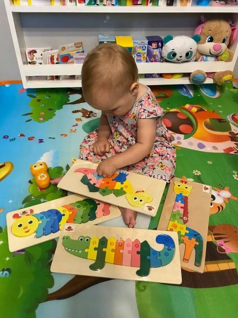 EDUKACYJNE DREWNIANE KLOCKI PUZZLE UKŁADANKA 8765G