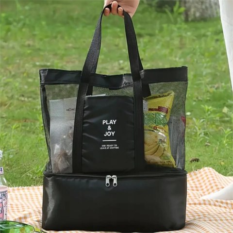 Duża Torba plażowa termiczna lekka z izolowaną komorą