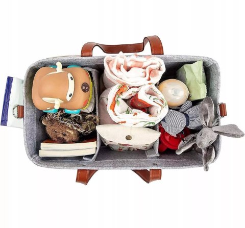 Duży Filcowy Organizer Szary XXL Dla Mamy i Maluszka Na Pieluszki i Akcesoria