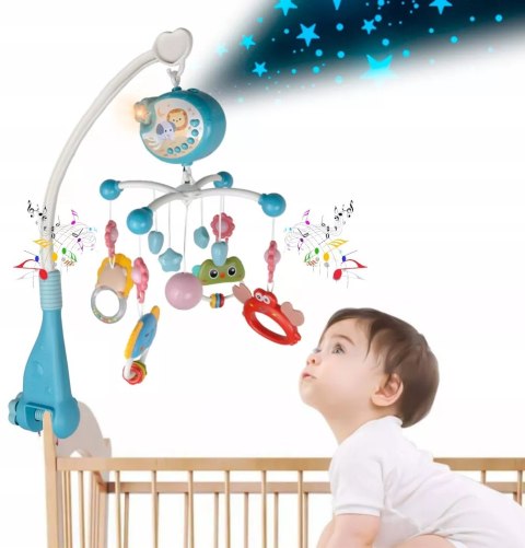 Karuzelka do łóżeczka z pozytywką projektorem pilot timer 360° obrotowa