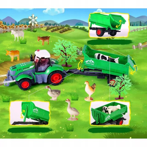 TRAKTOR Z PRZYCZEPĄ ZdalnieSTEROWANY AkumulatorŁADOWARKA zwierzęta QH205-2D