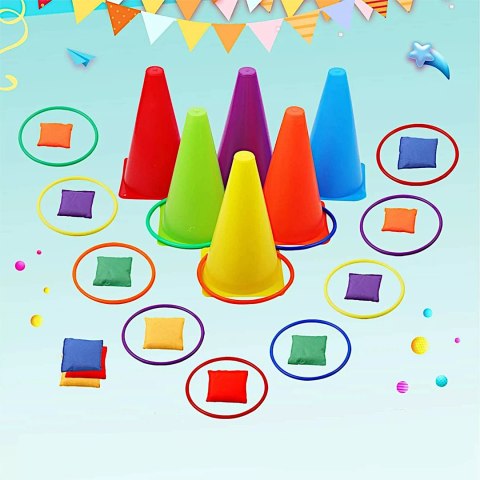 ZESTAW PACHOŁKÓW TRENINGOWYCH PACHOŁKI STOŻKI WORECZKI OBRĘCZE GRA RUCHOWA