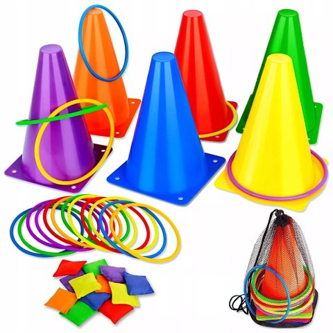 ZESTAW PACHOŁKÓW TRENINGOWYCH PACHOŁKI STOŻKI WORECZKI OBRĘCZE GRA RUCHOWA